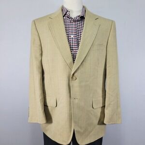 Bert Pulitzer Men's Sport Coat Blazer Two Button Beige Plaid Polyester Rayon 42S